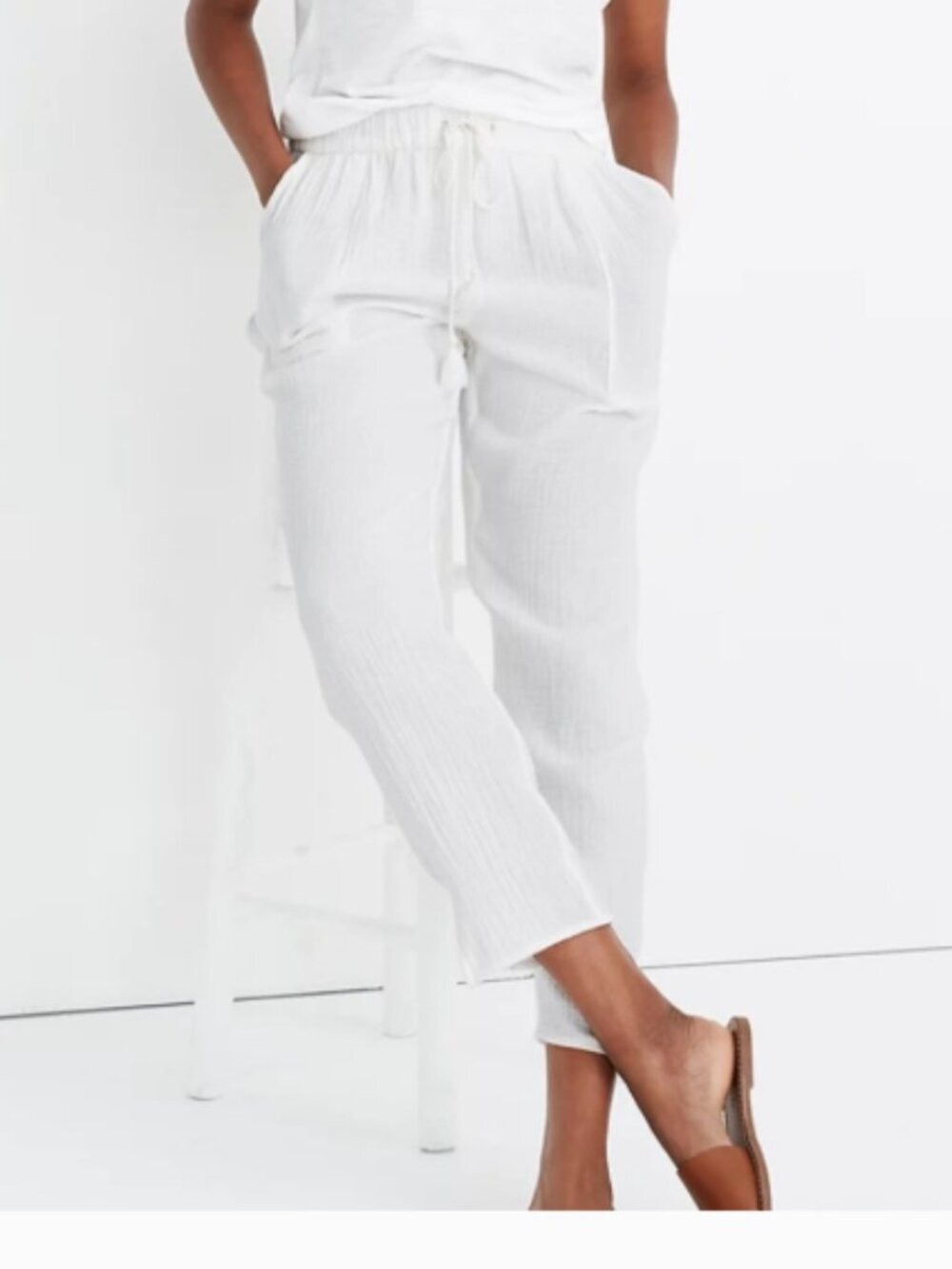 MADEWELL Beach Cover Up Track Trousers Pants White Size Small